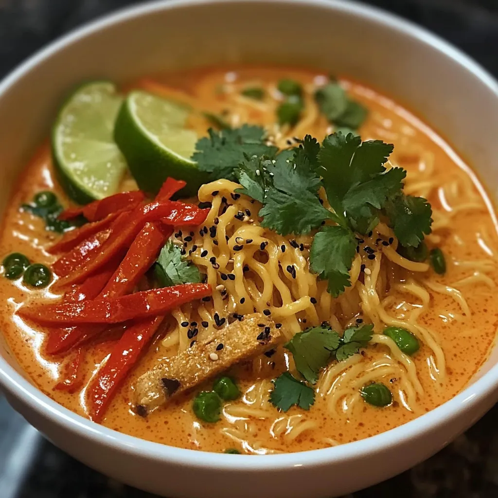 Ramen au curry rouge et lait de coco