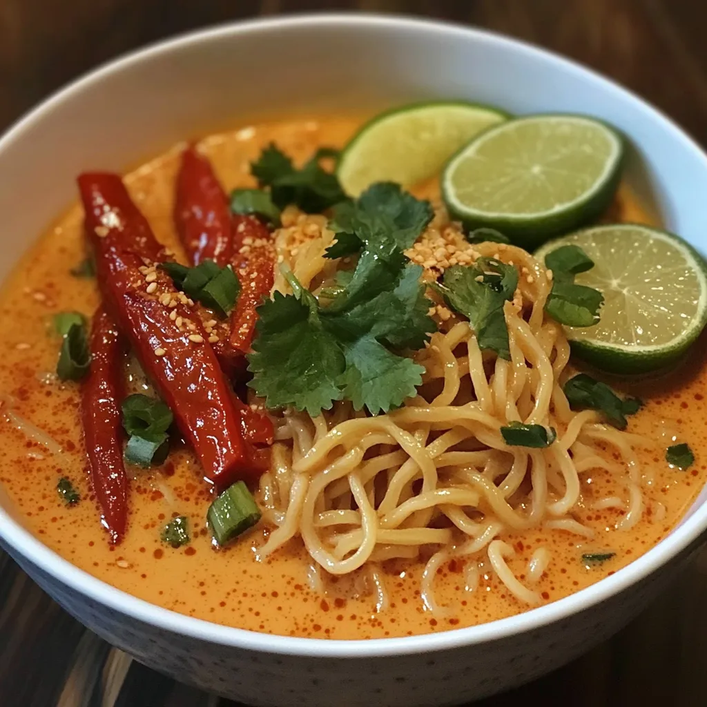 Ramen thaï au curry rouge